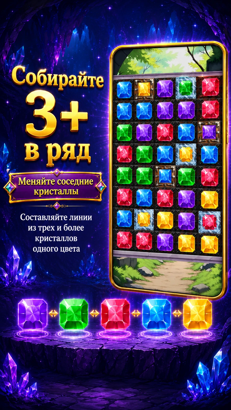 Скриншот 2: Три в ряд — Кристаллы