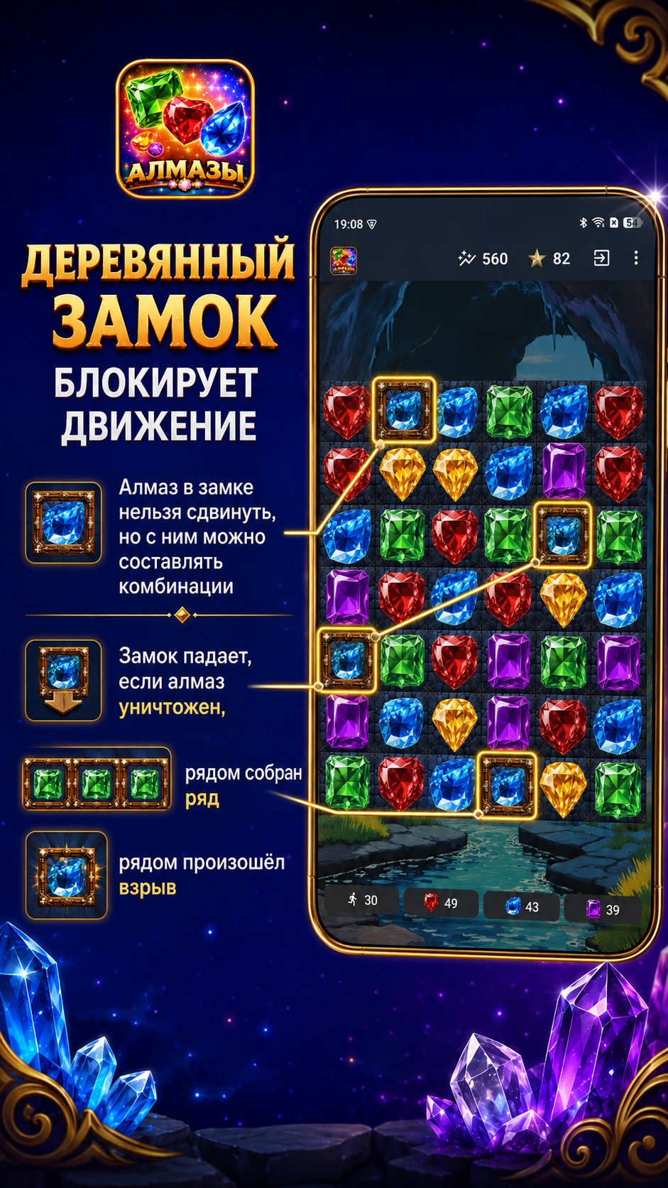 Скриншот 6: Три в ряд - Алмазы