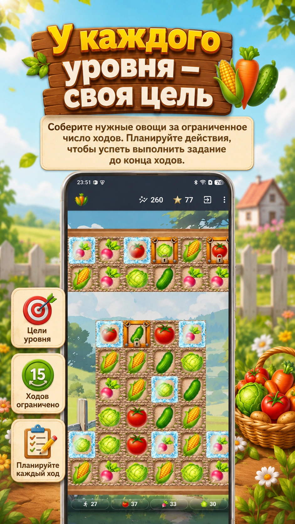 Скриншот 2: Три в ряд — Овощи