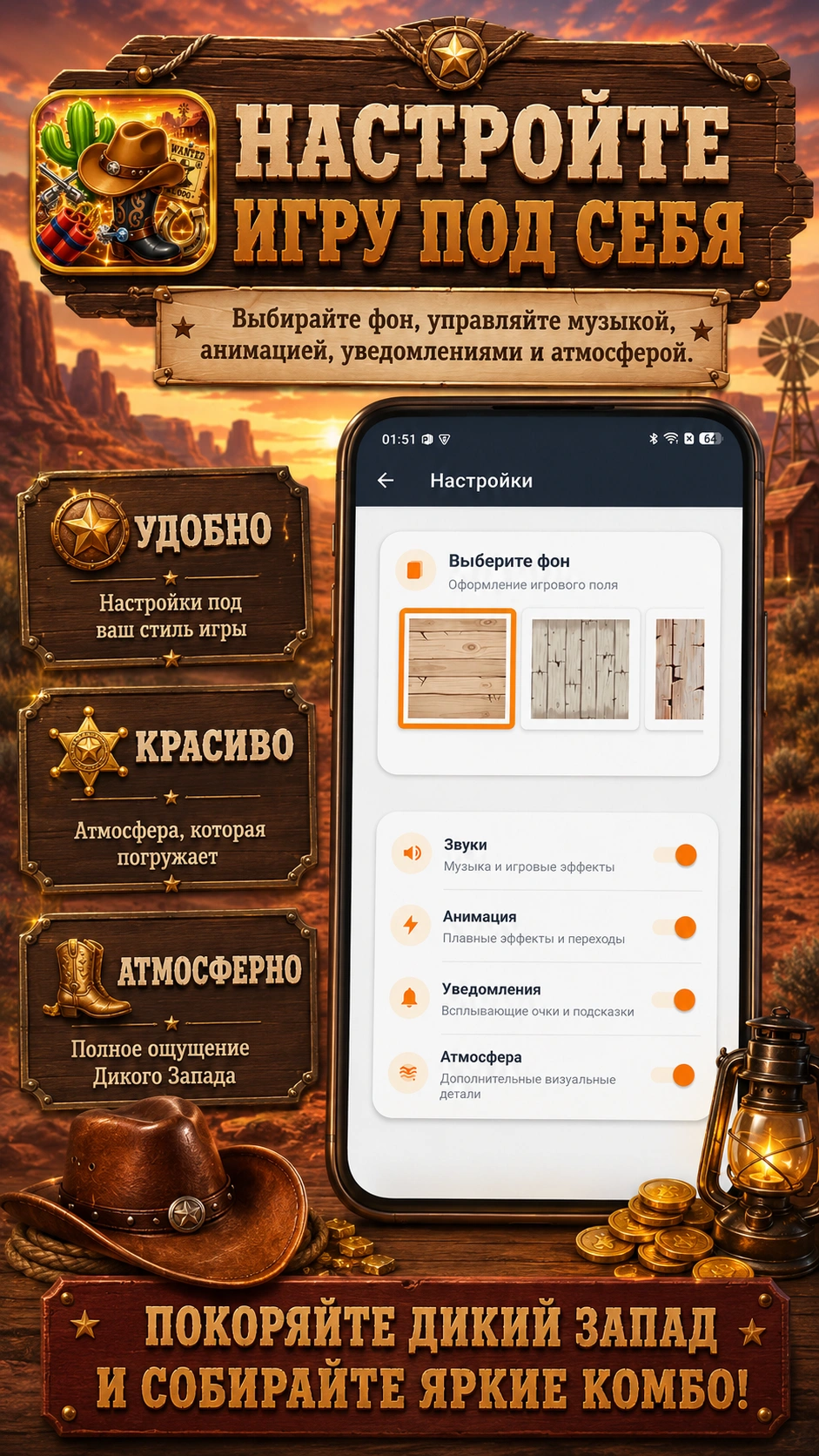 Скриншот 8: Три в ряд - Дикий запад